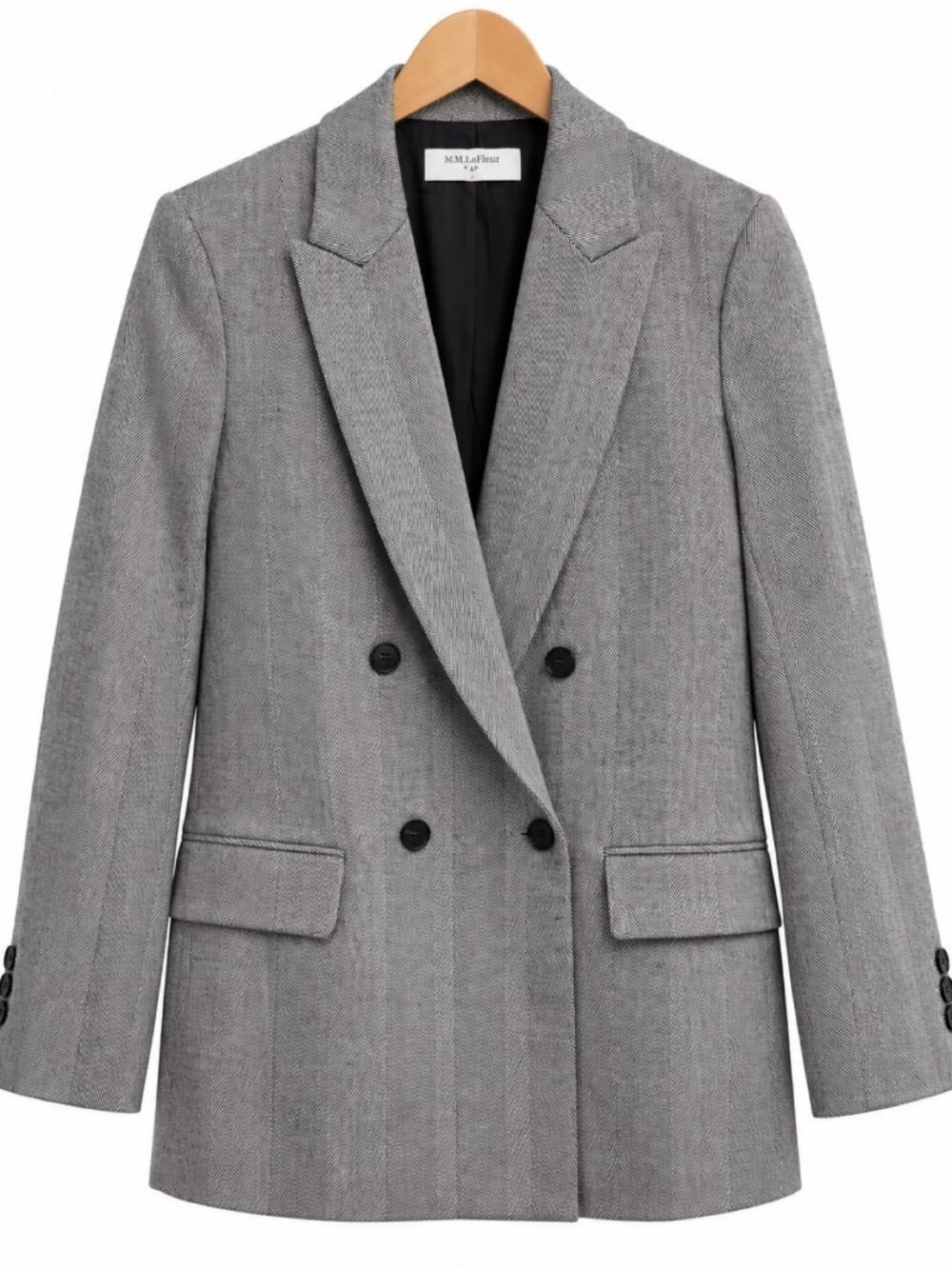 M.M.LaFleur O'Hara Double-Breasted Blazer Gray Herringbone Fit — Size 6